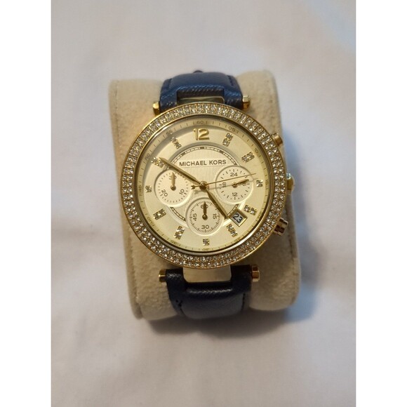 MICHAEL KORS PARKER CHRONOGRAPH BLUE LEATHER WATCH MK2280 - Picture 1 of 4